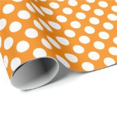 White Polka Dot über Orange Wrapping Paper Geschenkpapier (Rolleneckpunkt)