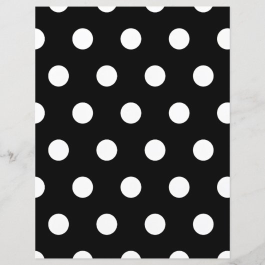 White Polka Dot über schwarzes Stationarpapier (Vorderseite)