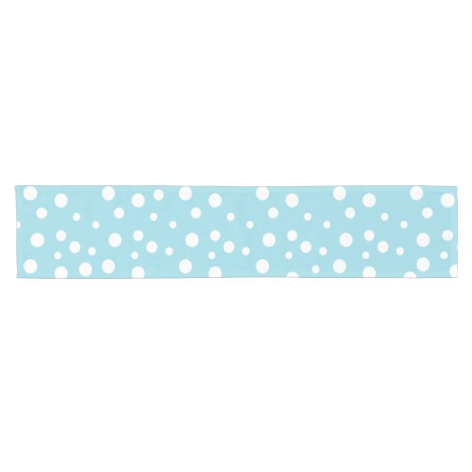 White Polka Dots auf Baby Blue Kurzer Tischläufer (Horizontal)