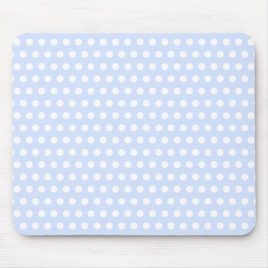 White Polka Dots auf Baby Blue Mousepad (Vorne)