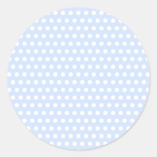 White Polka Dots auf Baby Blue Runder Aufkleber (Vorderseite)