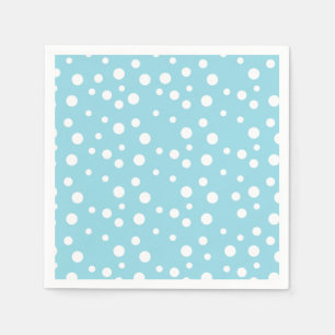 White Polka Dots auf Baby Blue Serviette