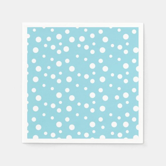 White Polka Dots auf Baby Blue Serviette (Vorderseite)