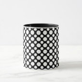 White Polka Dots auf Black Coffee Tasse (Zentrum)