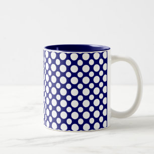 White Polka Dots auf Blue Coffee Tasse