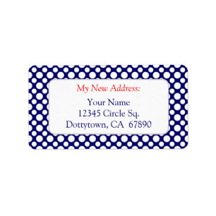 White Polka Dots auf Blue Custom New Address Lable Adressaufkleber