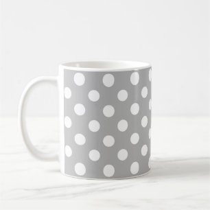 White Polka Dots auf Chrome Gray Hintergrund Kaffeetasse