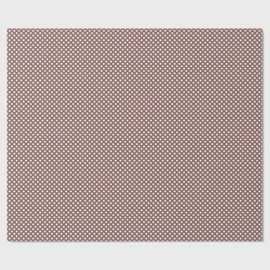 White Polka Dots auf Cognac Brown Geschenkpapier (Flach)