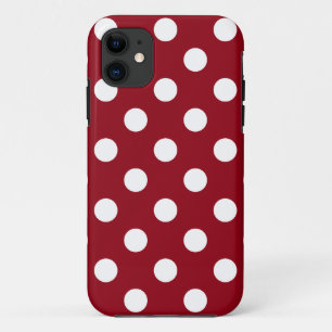 White Polka Dots auf Crimson Red iPhone 11 Hülle