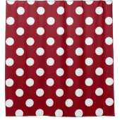 White Polka Dots auf Crimson Red Duschvorhang (Vorderseite)