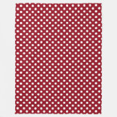 White Polka Dots auf Crimson Red Fleecedecke (Vorderseite)