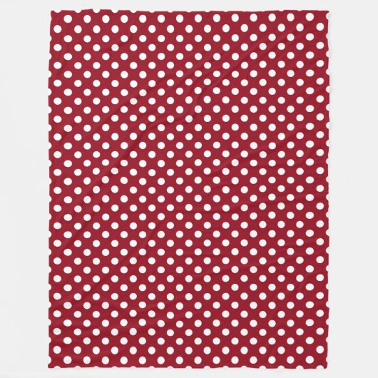 White Polka Dots auf Crimson Red Fleecedecke (Vorderseite)