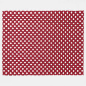 White Polka Dots auf Crimson Red Fleecedecke (Vorderseite (Horizontal))