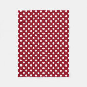 White Polka Dots auf Crimson Red Fleecedecke (Vorderseite)
