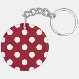 White Polka Dots auf Crimson Red Schlüsselanhänger
