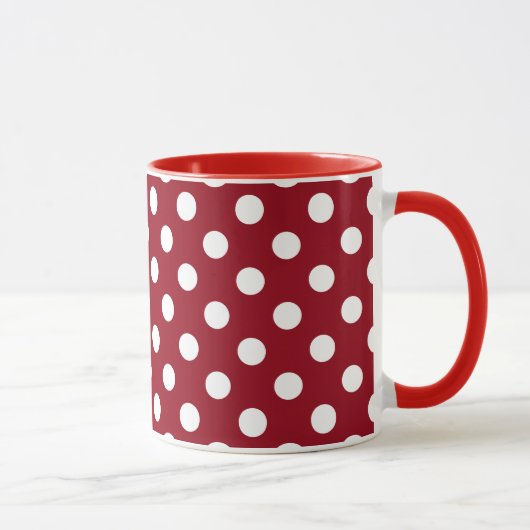 White Polka Dots auf Crimson Red Tasse (Rechts)