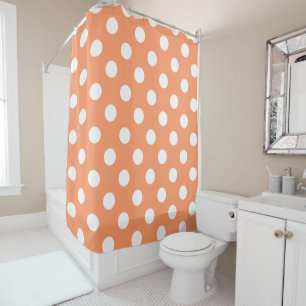 White Polka Dots auf Mandarine Orange Duschvorhang