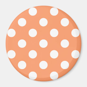White Polka Dots auf Mandarine Orange Magnet