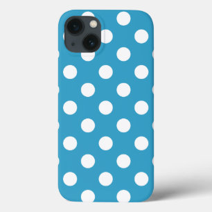 White Polka Dots auf Peacock Blue Background Case-Mate iPhone Hülle