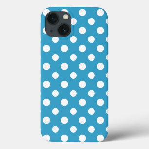 White Polka Dots auf Peacock Blue Background Case-Mate iPhone Hülle