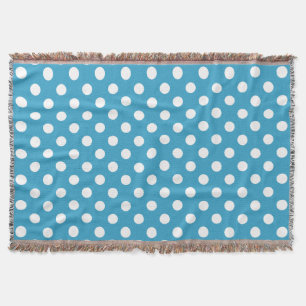 White Polka Dots auf Peacock Blue Background Decke