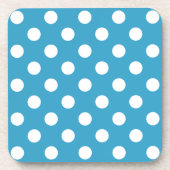 White Polka Dots auf Peacock Blue Background Getränkeuntersetzer (Vorderseite)