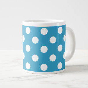White Polka Dots auf Peacock Blue Background Jumbo-Tasse
