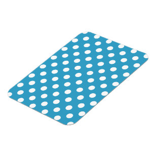 White Polka Dots auf Peacock Blue Background Magnet