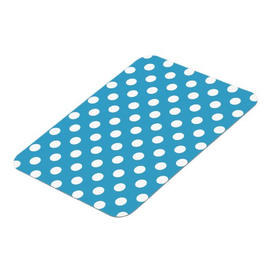White Polka Dots auf Peacock Blue Background Magnet (Linke Seite)
