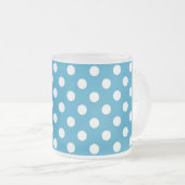 White Polka Dots auf Peacock Blue Background Mattglastasse (VorderseiteRechts)