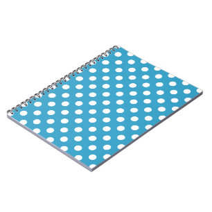 White Polka Dots auf Peacock Blue Background Notizblock