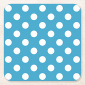 White Polka Dots auf Peacock Blue Background Rechteckiger Pappuntersetzer (Vorderseite)