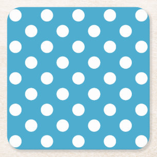 White Polka Dots auf Peacock Blue Background Rechteckiger Pappuntersetzer