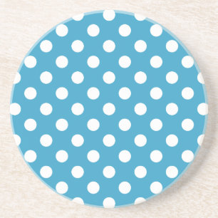 White Polka Dots auf Peacock Blue Background Sandstein Untersetzer