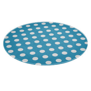 White Polka Dots auf Peacock Blue Background Schneidebrett