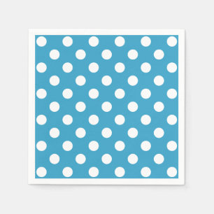 White Polka Dots auf Peacock Blue Background Serviette