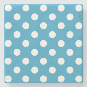 White Polka Dots auf Peacock Blue Background Steinuntersetzer