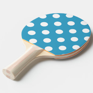 White Polka Dots auf Peacock Blue Background Tischtennis Schläger