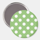 White Polka Dots auf Pistachio Green Magnet (Vorderseite/Rückseite)