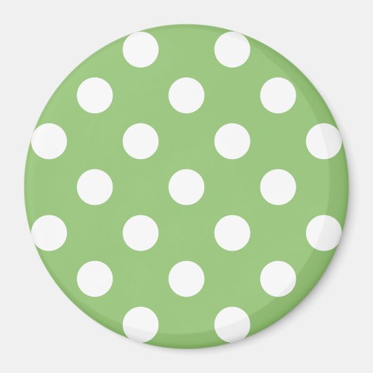 White Polka Dots auf Pistachio Green Magnet (Vorne)
