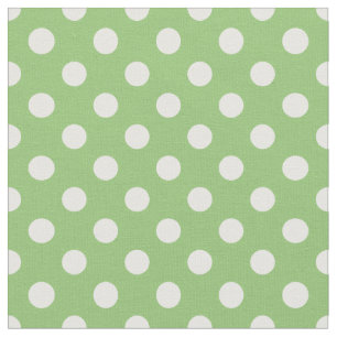 White Polka Dots auf Pistachio Green Stoff