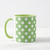 White Polka Dots auf Pistachio Green Tasse (Links)