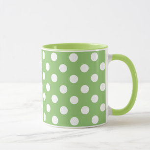 White Polka Dots auf Pistachio Green Tasse