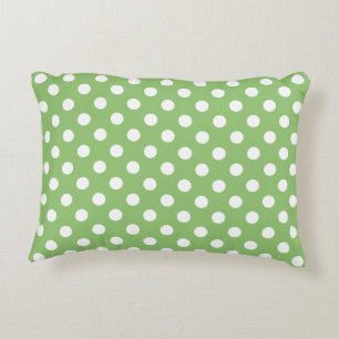 White Polka Dots auf Pistachio Green Zierkissen