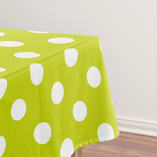 White Polka Dots auf tropischen Limonen Tischdecke (Beispiel)