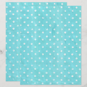 White Polka Dots auf türkisfarbenem Scrapbook Pape