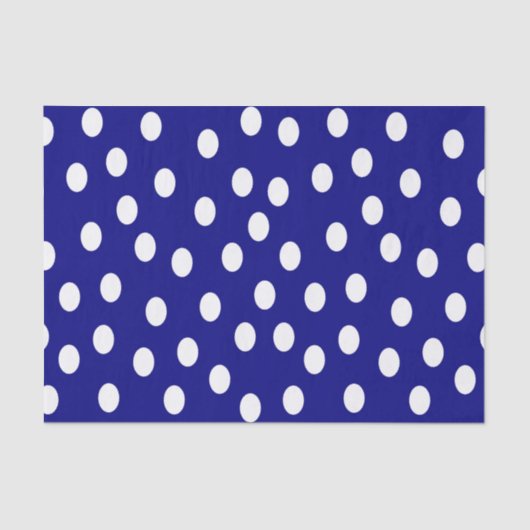 White Polka Dots Blue Seidenpapier (Vorderseite)