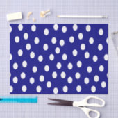 White Polka Dots Blue Seidenpapier (Handwerk)