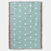 White Polka Dots Eggshell Blaue geometrische Muste Decke (Vorderseite Vertikal)