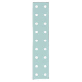White Polka Dots Eggshell Blaue geometrische Muste Kurzer Tischläufer (Vorderseite)